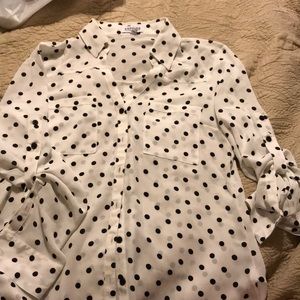 Sheer Polka Dot button down